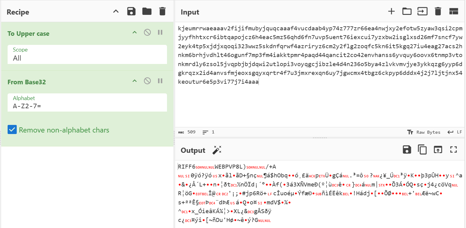 CyberChef base-32 decode
